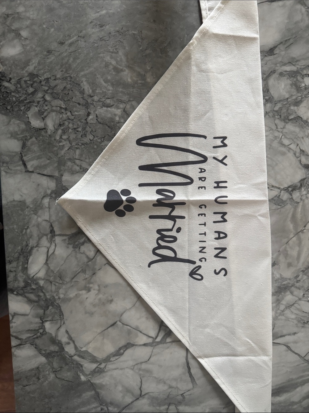 White Dog Bandana with Black Script – My Humans Are Getting Married